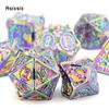 7 Pcs Colorful Double Swords Metal Dice Solid Polyhedral Dice Set Suitable for Role-Playing RPG  DND Pathfinder Board Game