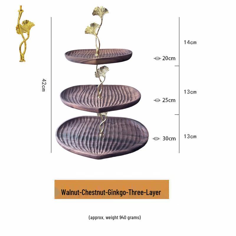 Walnut Wood Multi-tier Fruit & Dessert Plate 35cm