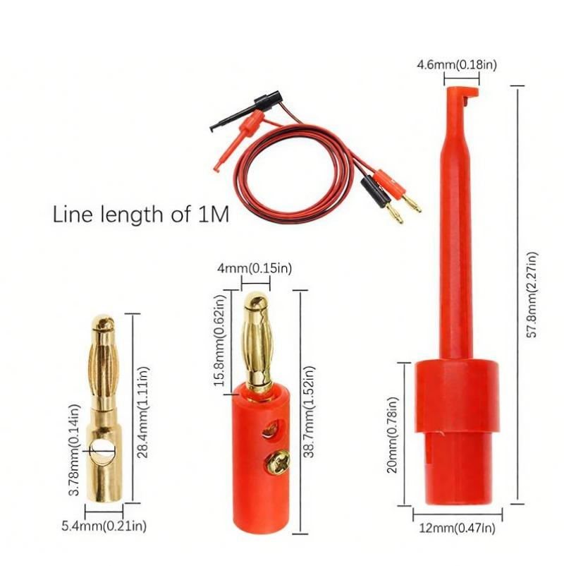 1M 4mm Banana Plug To Electric Hook Clip Test Cable Gold Plated for Multimeter Test Leads Wire Connector Red Black Banana Tester