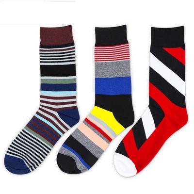 Men Socks Colorful Novelty Stripe Pattern Causal Summer Cotton Socks Big Size Crew Socks