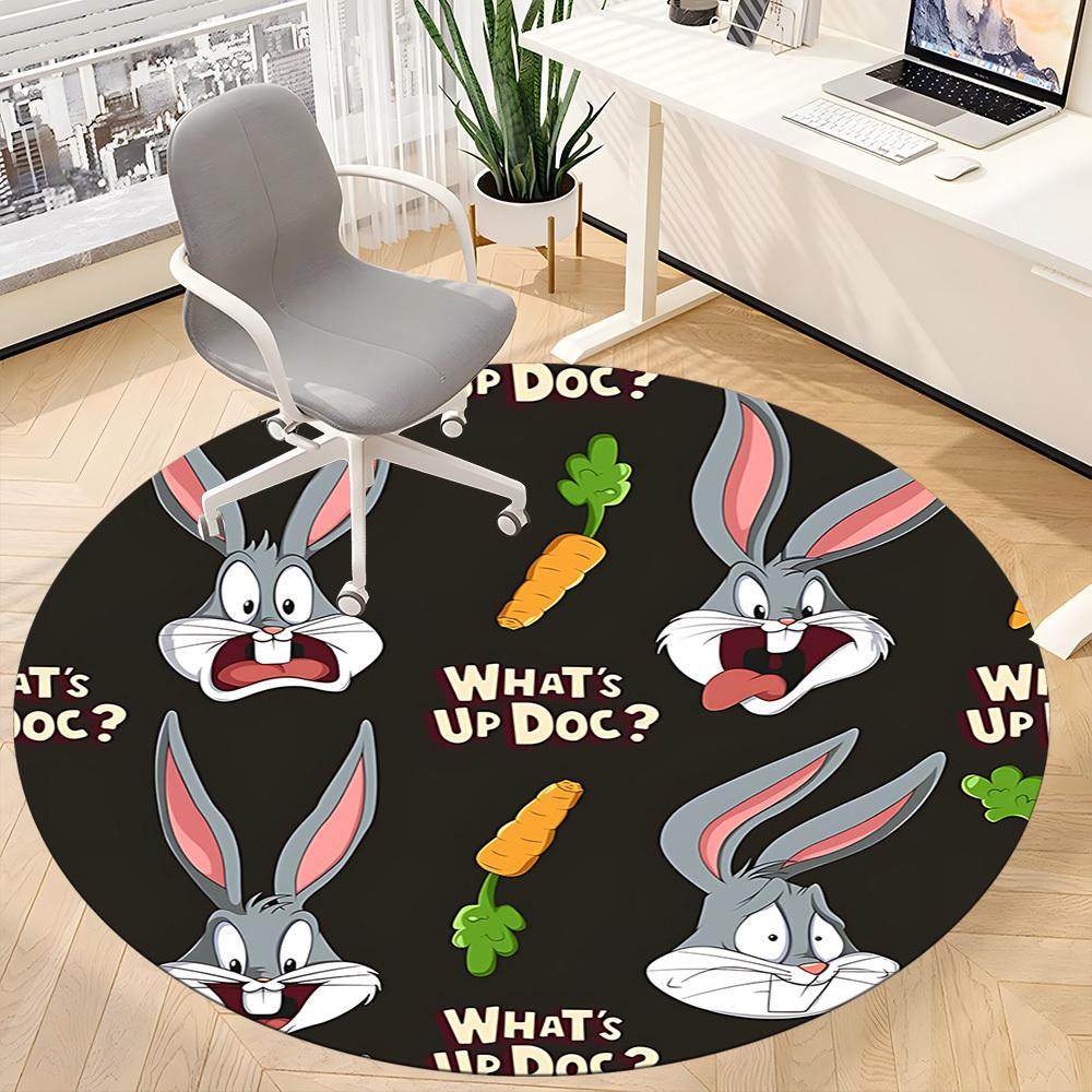 1pc Bugs Bunny Carrot Office Round Area Rug, Under Office Chairs Bedroom Living Room Home Decor A1022294