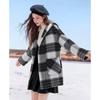 Betu Women's Hooded Plaid Wool Blend Overcoat