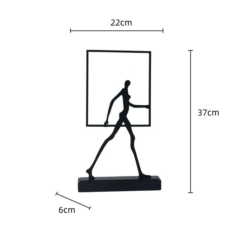 

Metal Handicraft Abstract Wrought Iron Figures Square Frame Walking People Portrait Cropping Home Decoration Accessories