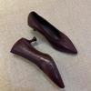 Fashion New Handmade Genuine Leather High Heels Slip On Shallow Women Pumps Pointed Toe  Office Lady Party Solid