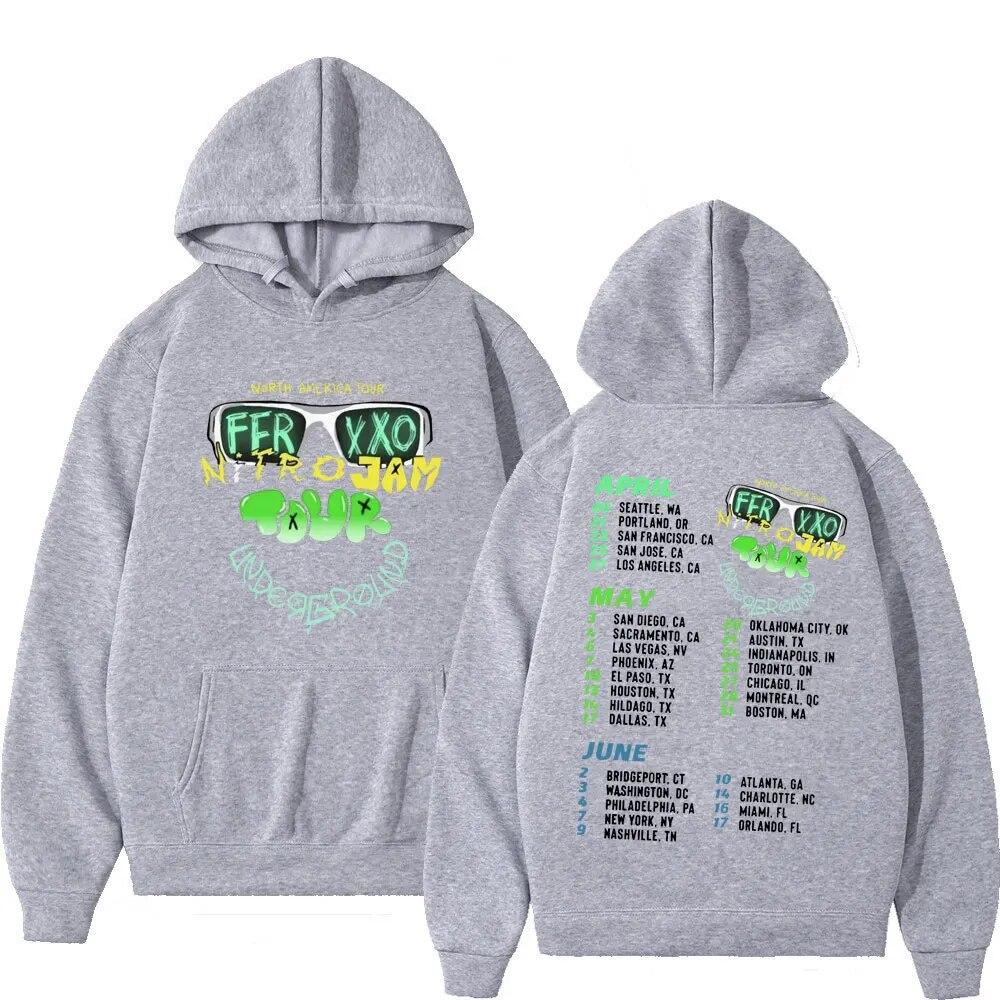 2023 Rapper Feid Ferxxo Tour Mikina Unisex Ženy Móda Estetika Oversized mikiny Hip Hop Neformální mikiny Fleece s dlouhým rukávem