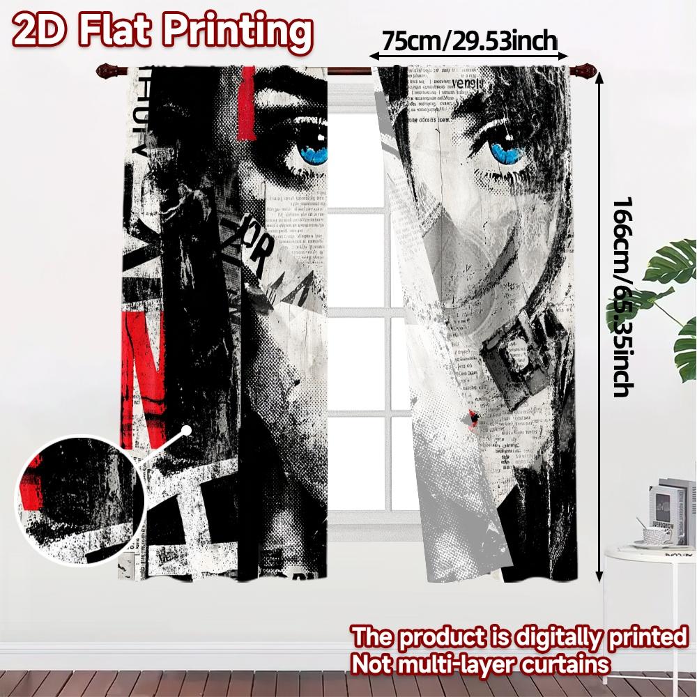 2D Flachdruck, JIT 2 Stück, Vorhänge (Ohne Stange) Avantgarde Muse Schicke Modische Vorhänge Vielseitige 100% Polyester Vorhänge
