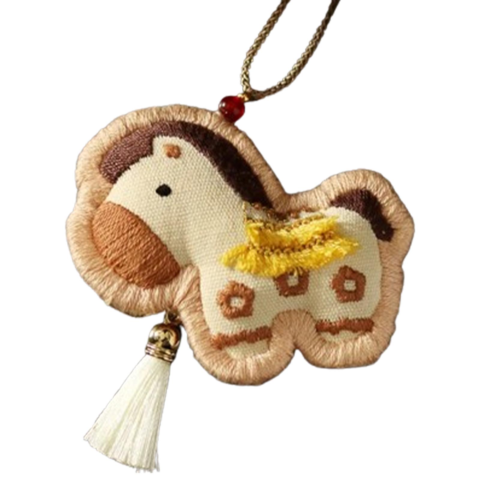 

Horse Car Pendant DIY Embroidery Ornaments Kit Hand Needlepoint Ornament Kit Hand Embroidery Hanging Ornament for Beginners Gift коричневый