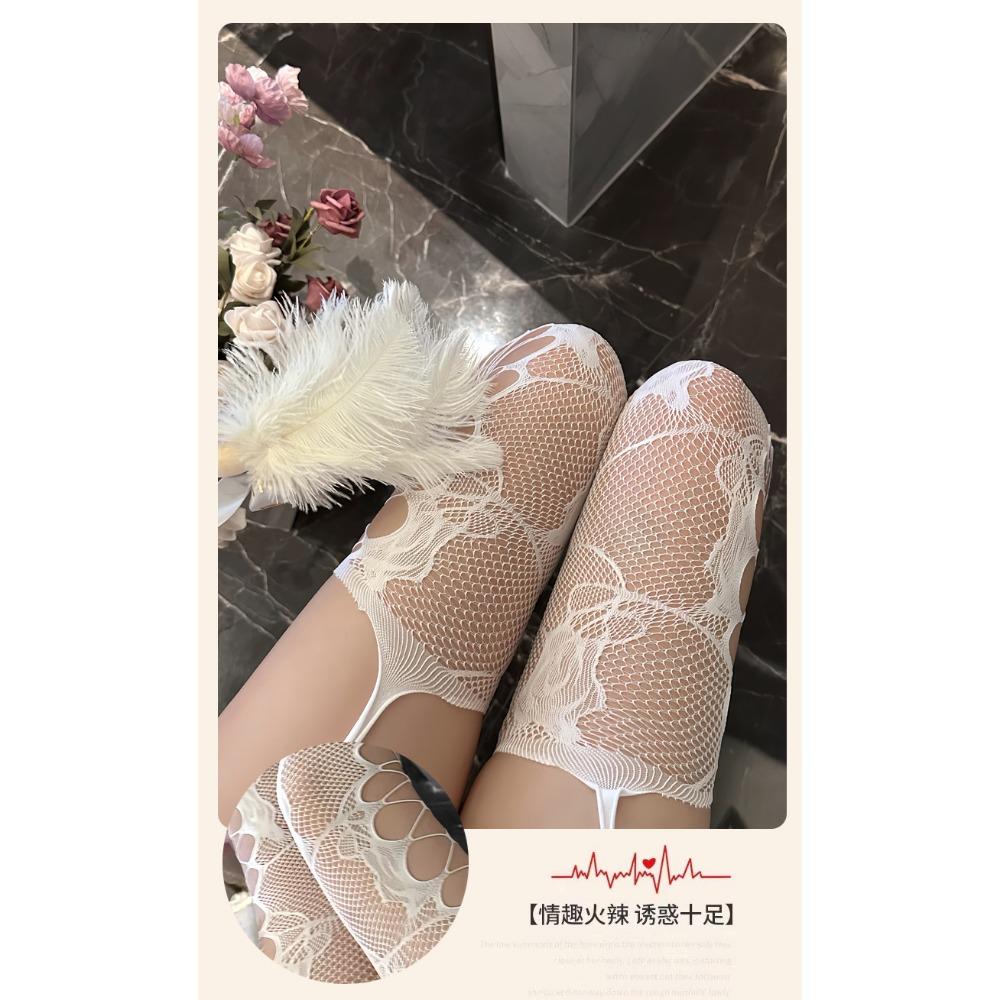 Man Desire Sex Stockings Fishnet Socks Black Side Mesh Retro Rose Sexy Hollow Stockings Pantyhose 4022