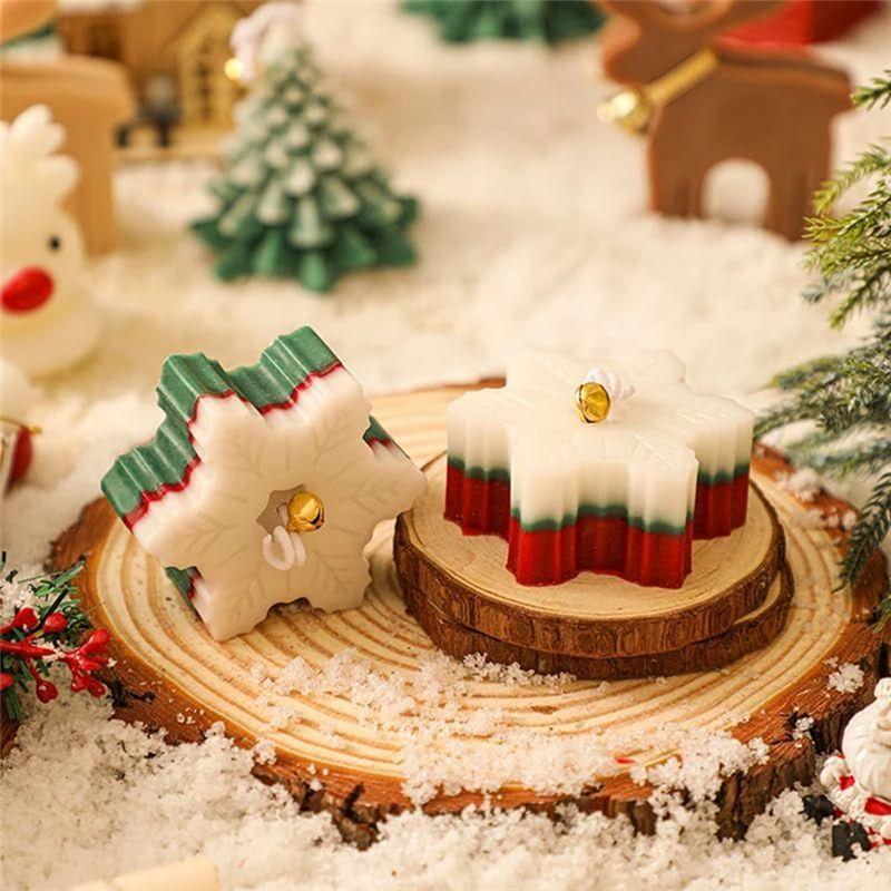 AEE4-3 Pack Christmas Snowflake Silicone Candle Soap Molds For DIY Christmas Holiday Party Handmade Decoration Supplies
