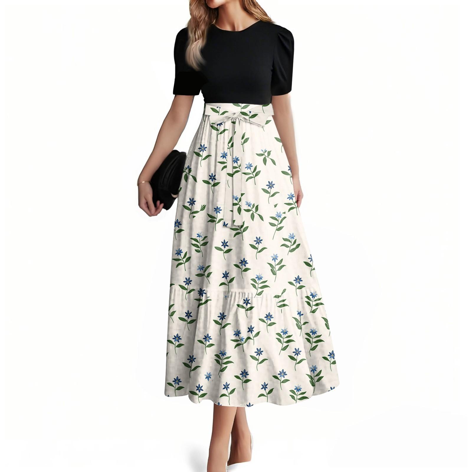 

Женское модное повседневное платье с коротким рукавом и круглым вырезом, элегантное, темпераментное S