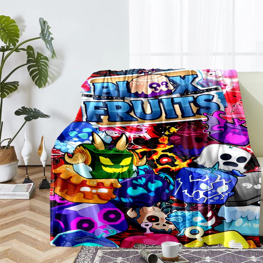 Blox Fruits Theme Printed Blanket - Perfect for Couch, Bed, Travel & Outdoor Use | Machine Washable, Cozy & Durable.