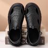 Fashion Fashion Casual Hallow Leather Shoes for Men Summer New Designer Breathable Sandals Male  Solid Color Driving Shoes Man