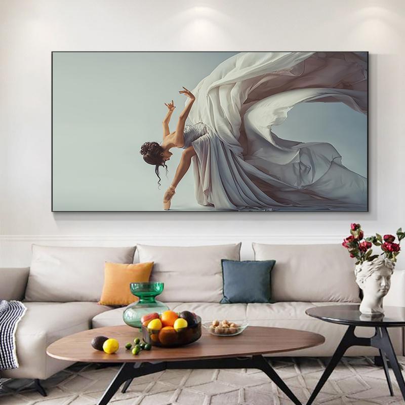 Elegant Dancing Girl Woman Canvas Painting Poster Ballerina Wall Art Print Decorative Picture Modern Living Room Home Decor Unframed