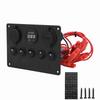 Panel de interruptores basculantes redondos de 12 y 24 V con 5 posiciones, doble puerto USB, cargador de coche, protección contra sobrecalentamiento y uso en barcos.