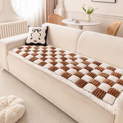 Neues Sofakissen Herbst und Winter Japanisch und Koreanisch Block Nicht-Rutschfest Sofasitzkissen Winter Verdickt Gestreiftes Plüschkissen