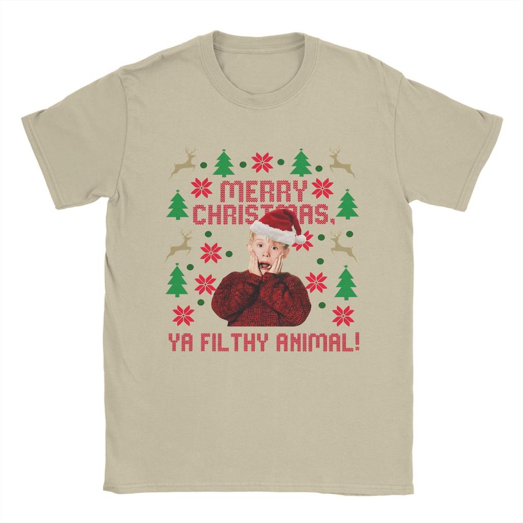Merry Christmas Ya Filthy Animal Kevin Home Alone Men T Shirt Merry Christmas Tee Crewneck TShirt 100 Cotton Summer Clothes