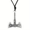 Colar com Pingente de Machado de Batalha Runa Viking Martelo de ThorRetrô Colar Longo Corrente de Suéter