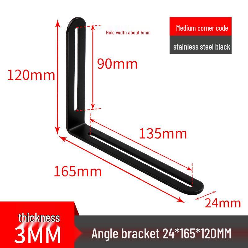Stainless Steel 90° Movable L-Shaped Corner Bracket with Long Hole for Shelf Support