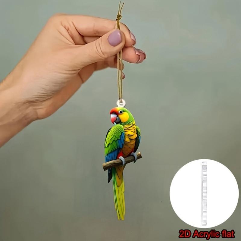 Colorful Macaw Shape 2D Acrylic Car Accessory Hanging Decors Macaw Vehicle Hanger for Vehicles Stylish & Eye Catching