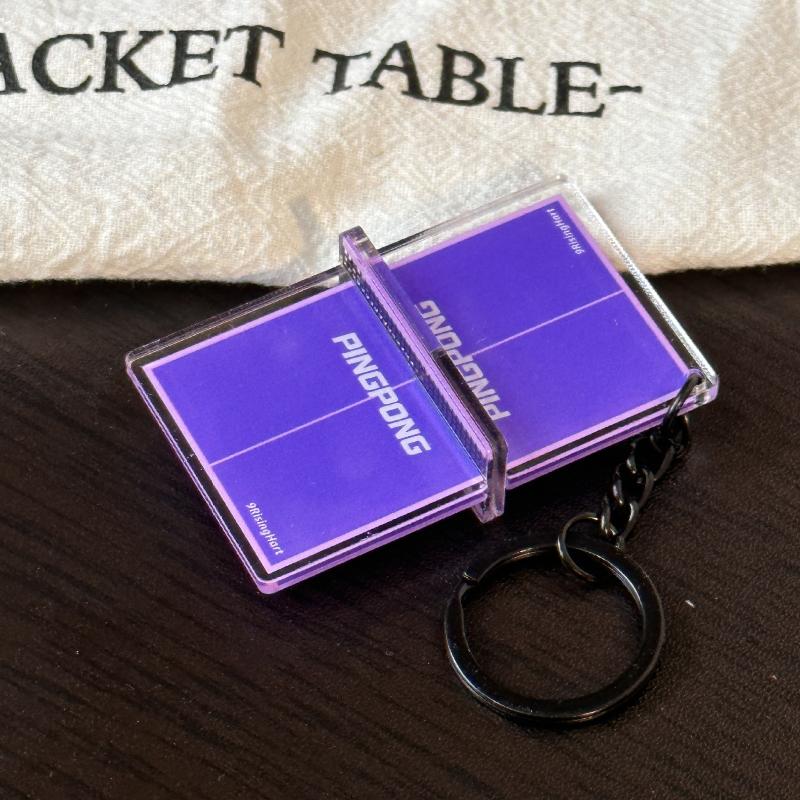 Acrylic Ping Pong Table Keychain Double Sided Mini 3D Sports Keyring Bag Pendant Car Key Chains Souvenir Gift