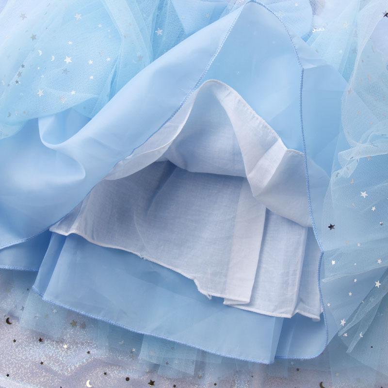 Frostprinsessklänning för flickor, Elsa Långärmad Baby Bomull Höstoutfit, Barnens Puffig Tyllklänning, Födelsedagsklänning