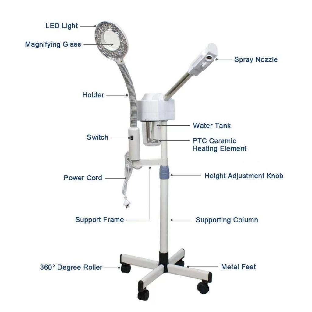 2-in-1 Facial Steamer Rehydration Machine Multi-functional Sprayer Facial Magnifying Lamp Professional Beauty Equipment