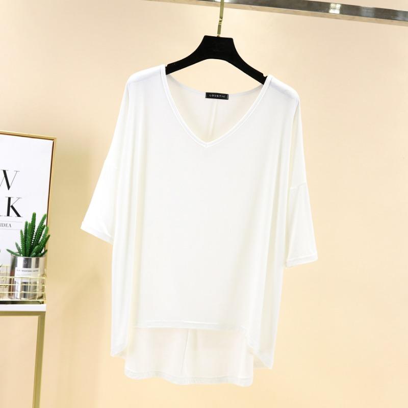 Spring Summer Women's Dusty V Neck Batwing Sleeve High Low Hem T-Shirt