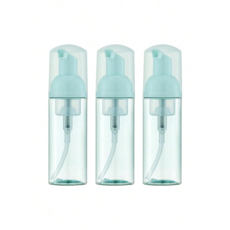 3pcs 60ML Travel Foam Pump Bottle- Clear Plastic Container, Refillable, With Dispenser Pump For Face Wash, Eyelash Shampoo