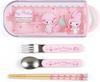 Sanrio Trio Set Chopsticks Spoon Fork Bento Chopsticks Case Chopsticks Slide Type Made in Japan Antibacterial Sanrio My Melody My Melody Set Freezer