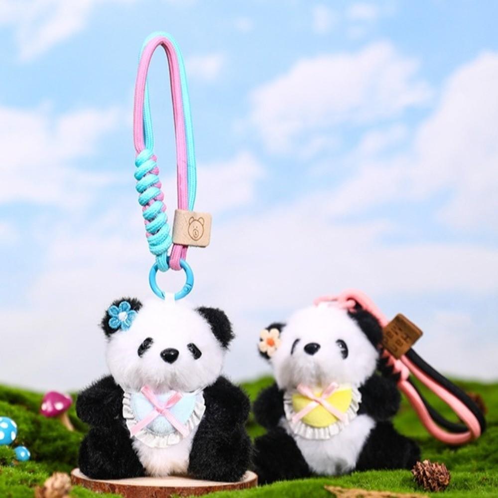 Backpack Decoration Bow Bear Keychain Bag Pendant Plush Key Ring Panda Plush Doll  Women Girls