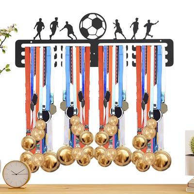 1 Stück Fußballmedaillen Aufhänger Display Mit 12 Haken Für Wand Haus Abzeichen Rennen Gymnastik Schwimmen Medaillengewinner Schwarzes Organizer Regal