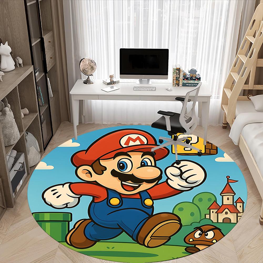 1pc Mario Castle Office Round Area Rug,  Under Office Chairs Bedroom Living Room Home Decor a0926204