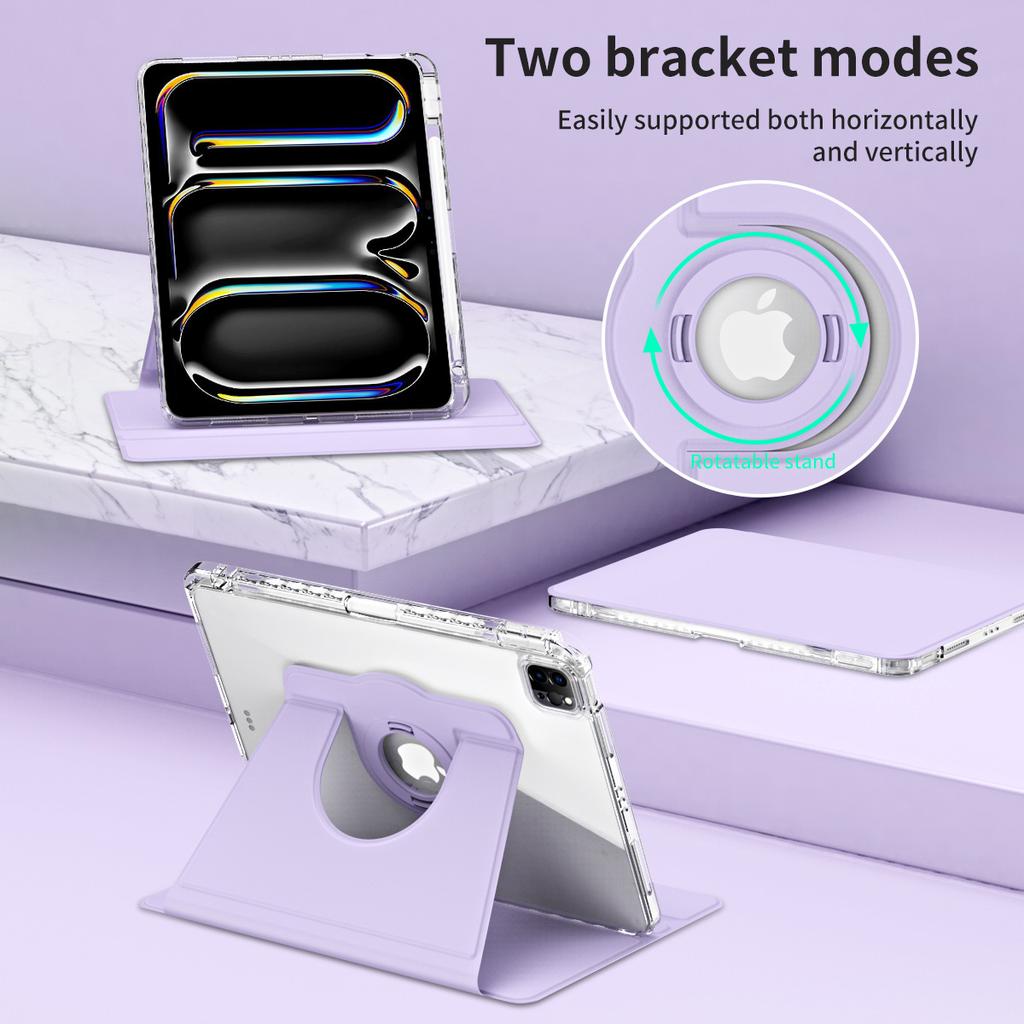 For iPad Pro 13 (2025)/13 (2024) Case Stand Leather+ Clear Acrylic Detachable Tablet Cover