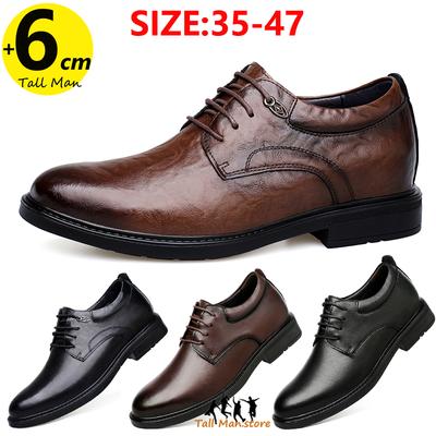 Zapatos de Cuero para Hombre de Boda Negocios Formal Británico Elevador Plantilla para Aumentar Altura 6CM Elevación Talla Grande 35-47