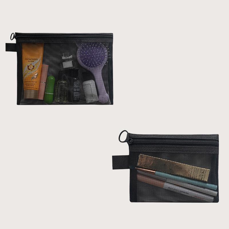 Nylon Mesh File Bag A4 A5 A6 Transparent Zipper Test Paper Information Student Pen Bag Transparent Mesh Cosmetic Storage Bag
