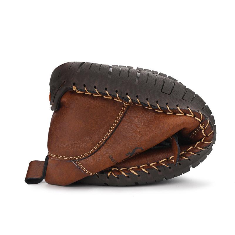 Herren Britischer Stil Übergröße Samtgefüttert Leder Schneestiefel für Herbst/Winter