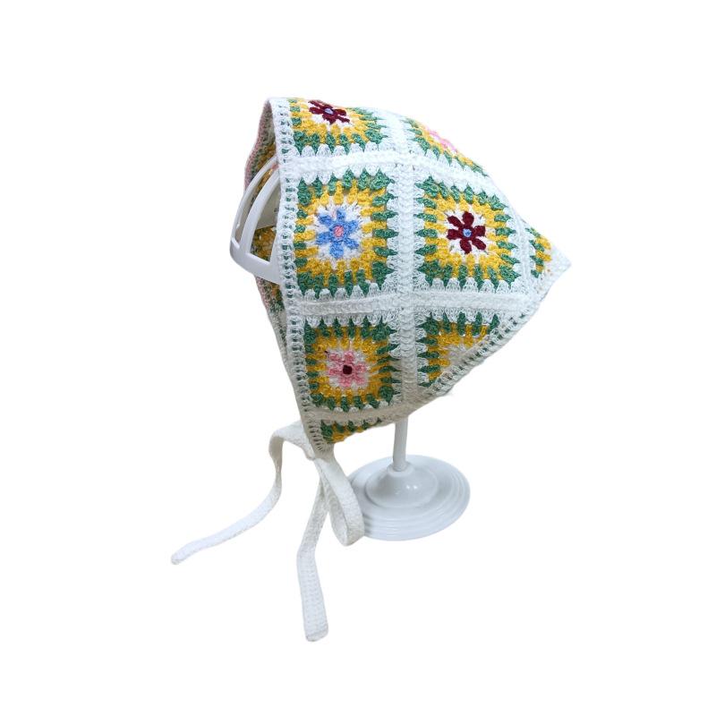 

Чжао Чжаои Вязаный треугольный платок в стиле кроше - Универсальная, модная ретро пасторальная повязка на голову для женщин и девушек