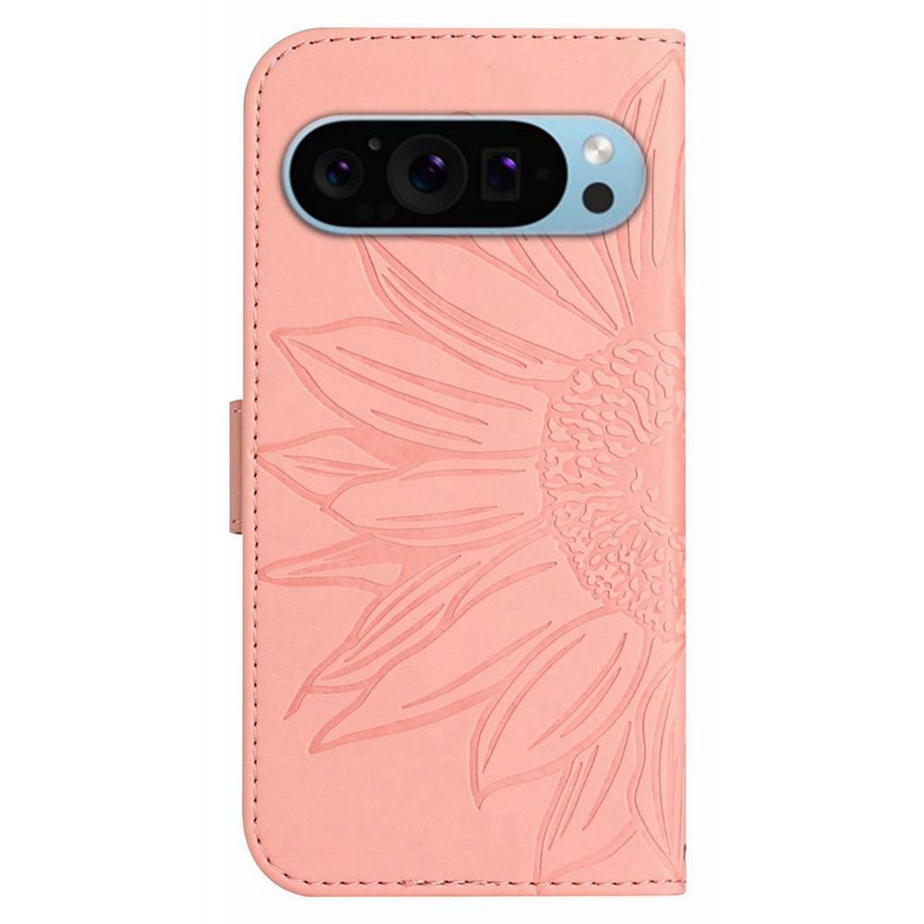 HT04 For Google Pixel 9 Pro XL Sunflower Case with Strap Wallet Leather Phone Cover