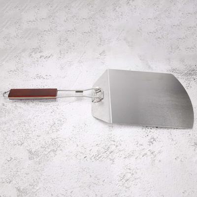 Pizza Peel-Folding Stainless Steel Wood Handle Pizza Shovel Square Cake Spatula For Baking Pizza And Cake On Oven Grill