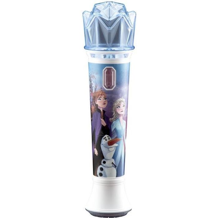 Microphone karaoké La Reine des Neiges 2 - Halo lumineux - Bleu pour enfant fille