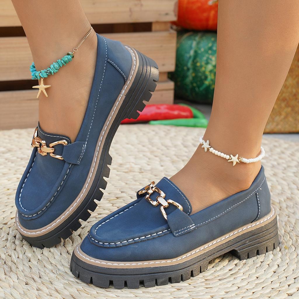 Damskie Retro Mokasyny na Platformie 2025 Rozmiar Plus Okrągły Nosek Designerskie Buty Damskie Wsuwane Gruba Podeszwa Sneakersy Damskie Zapatos De Mujer