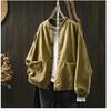 Autumn Cotton Baseball Collar Short Jacket Women's Loose and Thin Casual Double-pocket Jacket Cardigan Top