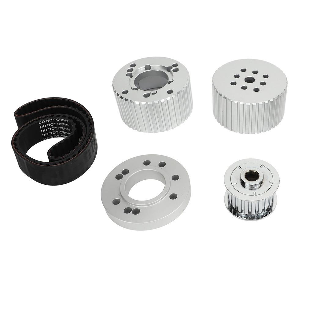 Belt Pulley Kit with 1.5in Width Cogged Belt PC2258 Replacement For Big Block 383 400 413 440 Engine Silver