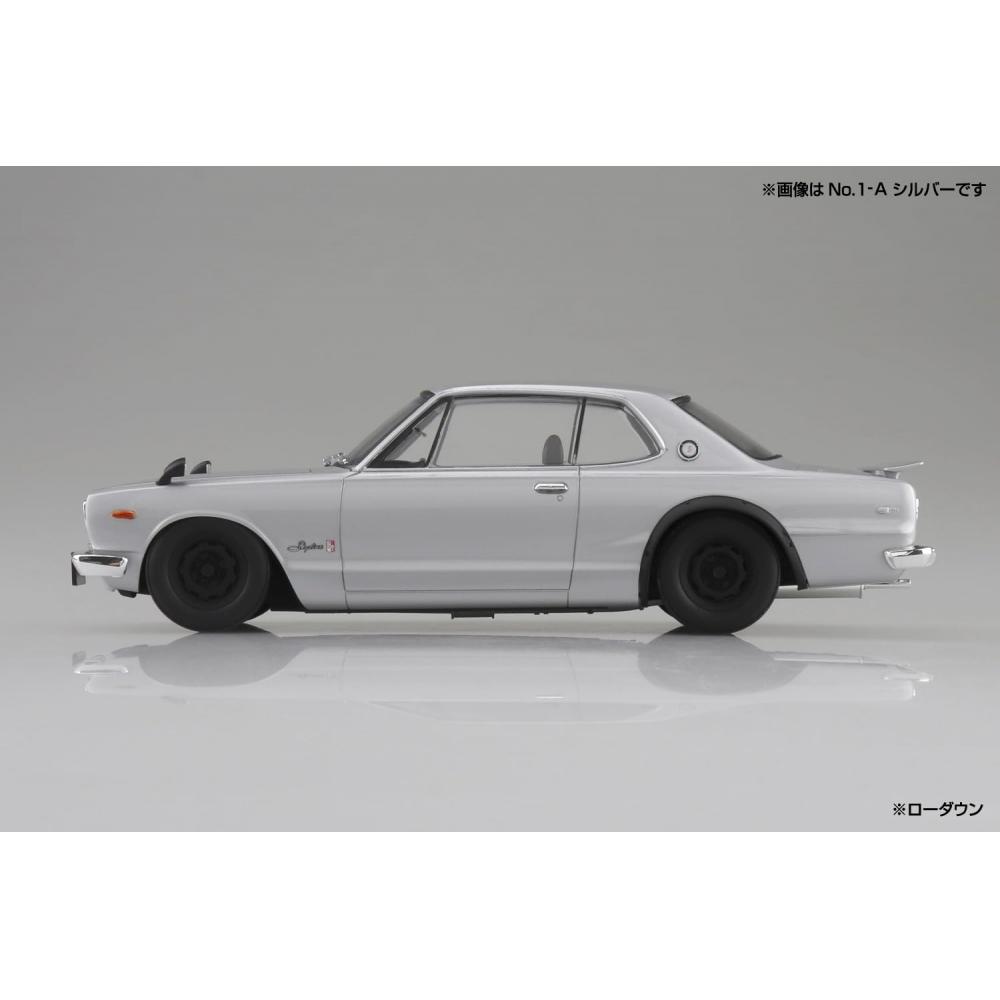 AOSHIMA Bunka Kyozaisha 124 Rakupla Snap Car Series KPGC10 Skyline HT 2000GT-R 1970 Red Color-coded Plastic Model 01-RE