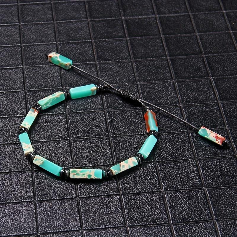 Bracciale alla Moda Fatto a Mano con Perline di Pietra Naturale, Regalo di Natale San Valentino, Design Resistente con Perline