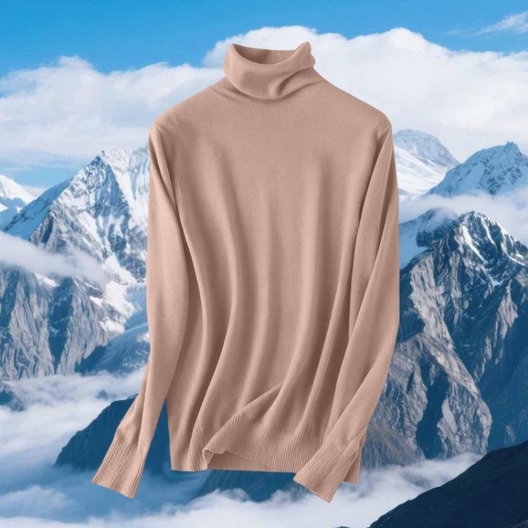Womens Turtleneck Sweater Slim Fit Wool Long Sleeve Seamless Temperament