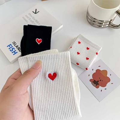 Calzini Ricamati Amore Donna Cotone Puro Calzini Corti Sportivi Bianco Nero Regalo Per Ragazze Signore Harajuku Kawaii