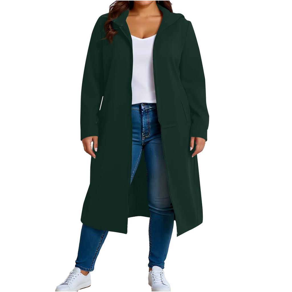 Women's Fashion Casual Plus Size Hooded  Long-Sleeve Solid Jacket