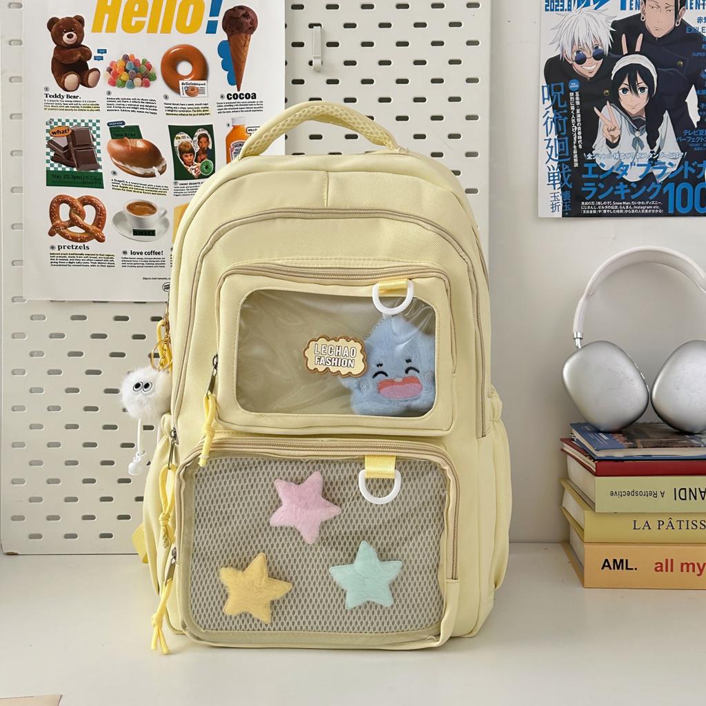 Schoolbag High Value Fresh Transparent Cute Girl Backpack Junior High School College Student Schoolbag Casual Versatile Travel Backpack