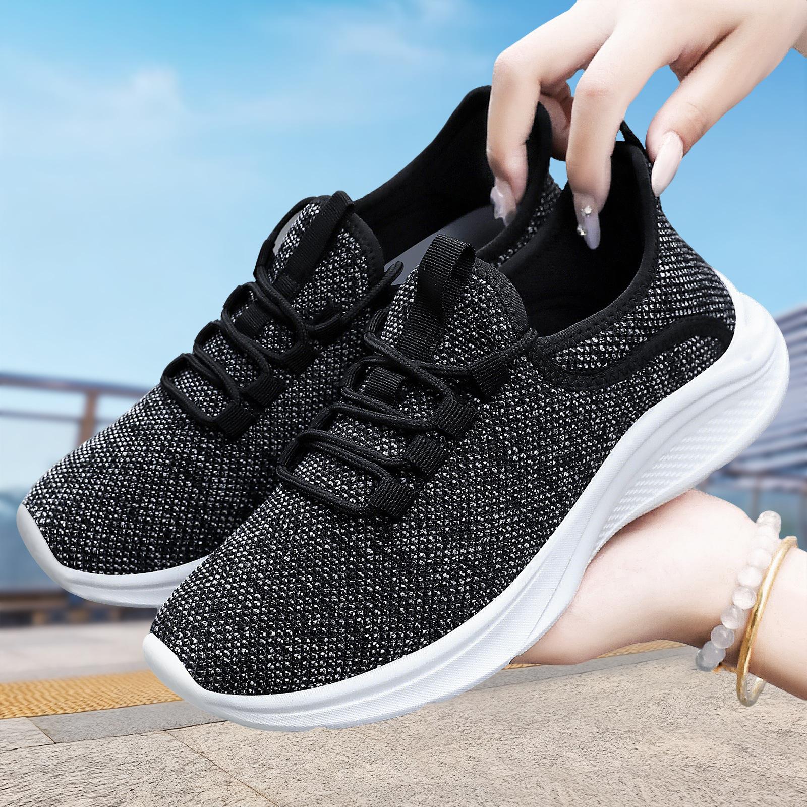 

Women s shoes autumn new soft-soled sports shoes comfortable and breathable mesh shoes lace-up running shoes shallow mouth wear-resistant casual shoes 41